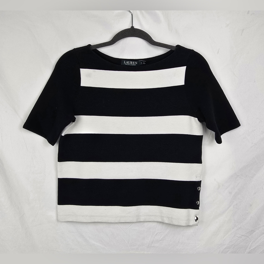 Lauren Ralph Lauren Striped Boat Neck Timeless Blouse Top sz S